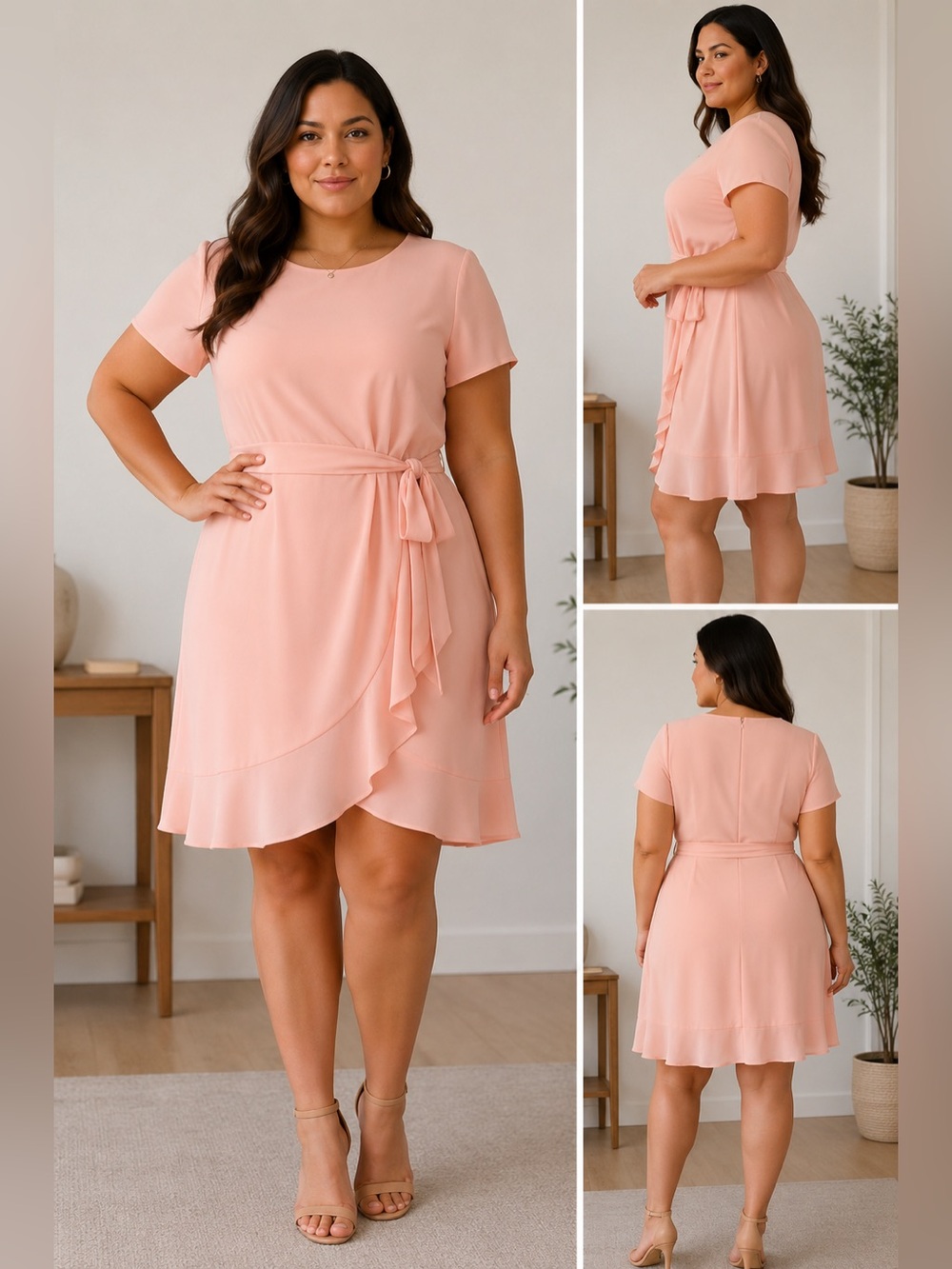 NEW SHELBY PALMER Size 12 BLOSSOM BLISS Ruffle Flounce Hem Short Dress BELTED